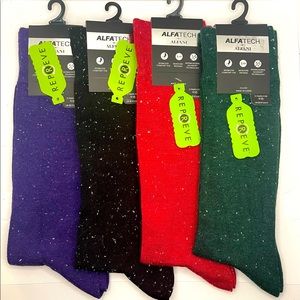 4 pack Alfani Speckled Black, Red, Green and Purple Mens Dress Socks - Size 7-12
